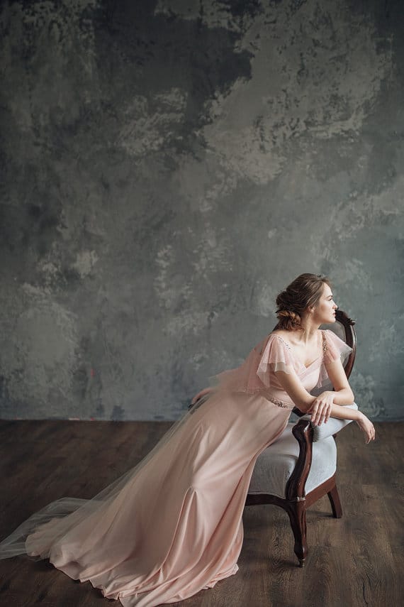 blush wedding dress