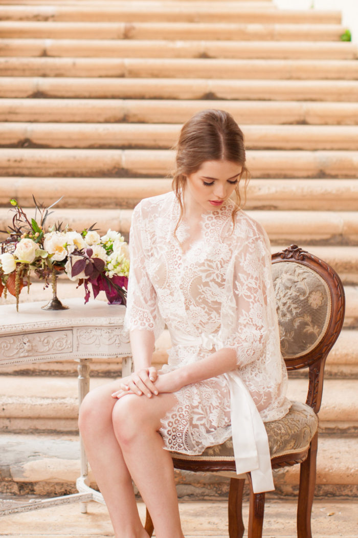 Handmade lace wedding robe