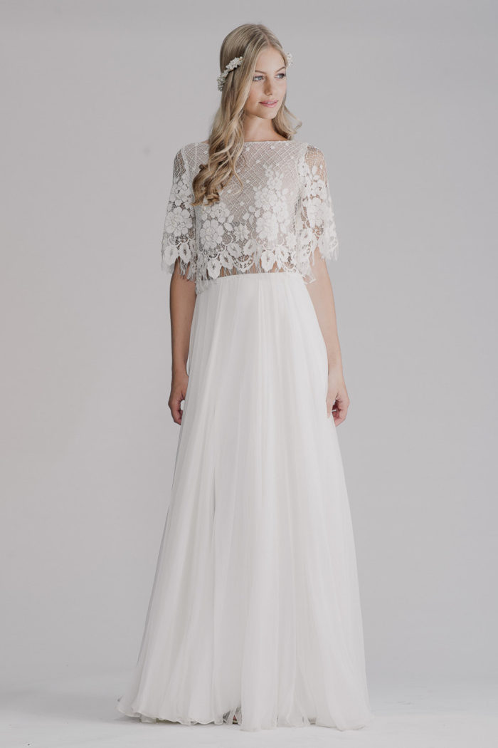 Lace top two piece wedding gown | Designer Wedding Dress by Yoav Rish