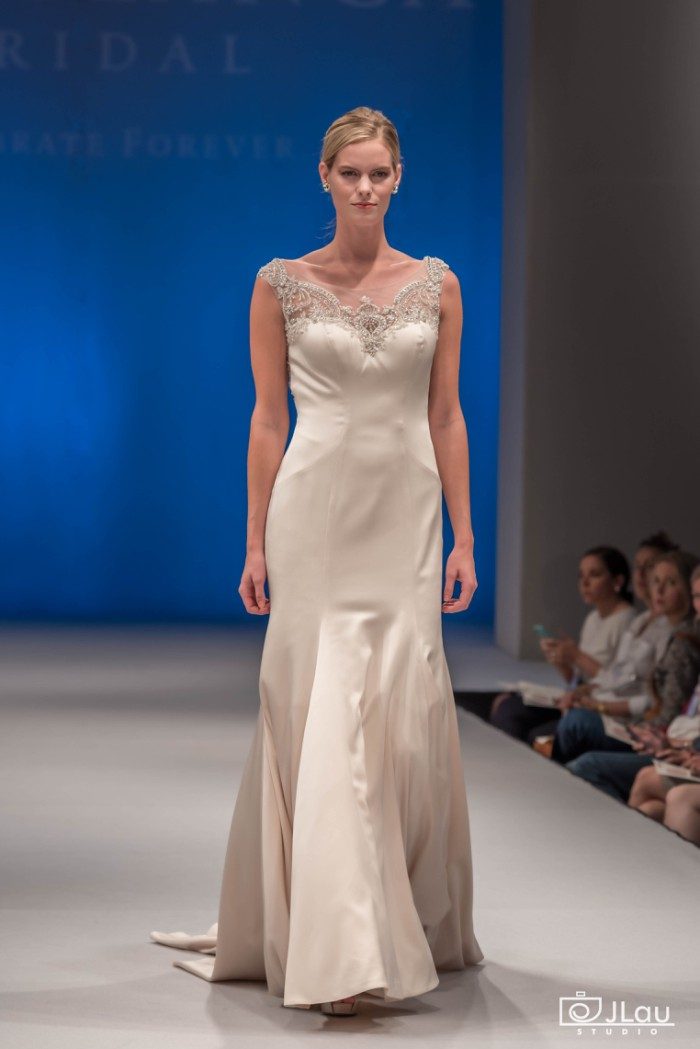 Beaded illusion neckline wedding dress | Style 2284 Petunia by Casablanca Bridal