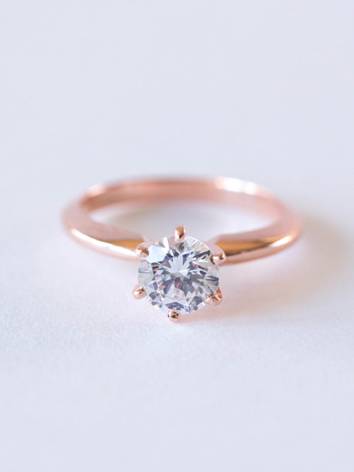 Rose Gold Solitaire Engagement Ring | By Davie & Chiyo