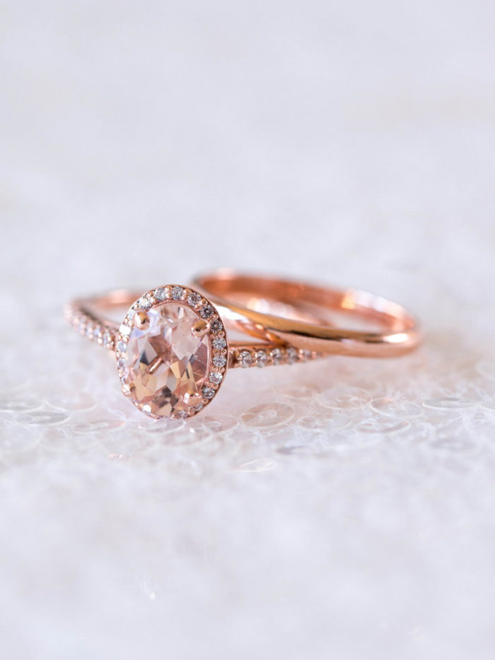 Halo Moissanite Ring in Rose Gold | Created by Davie and Chiyo | Image by Desy Cheng