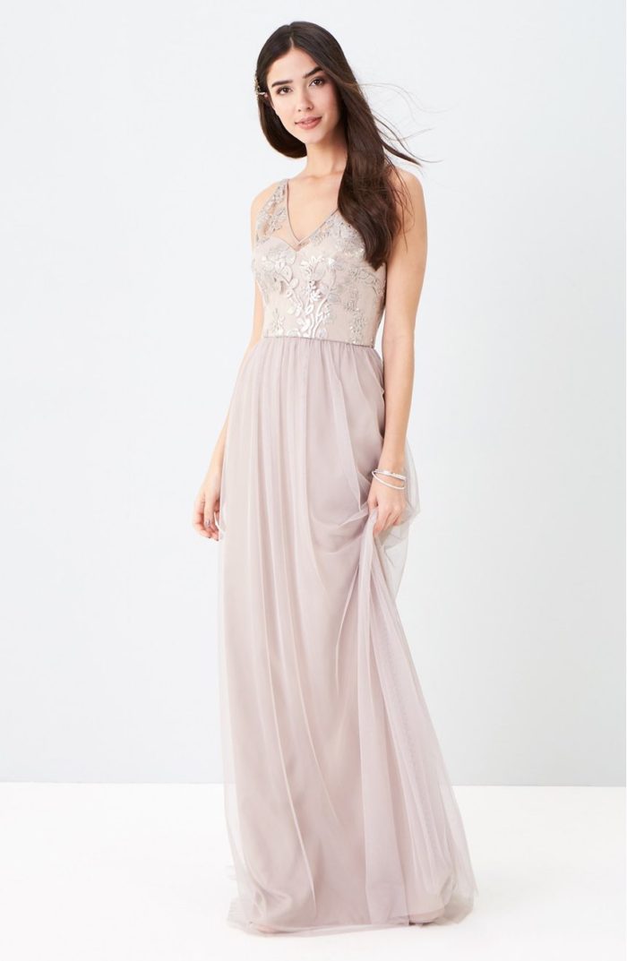 Sequin and Lace Metallic Bridesmaid Dress Sora by Amsale