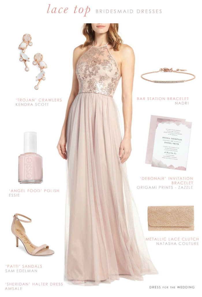 Sequin and Lace Top Bridesmaid Dress