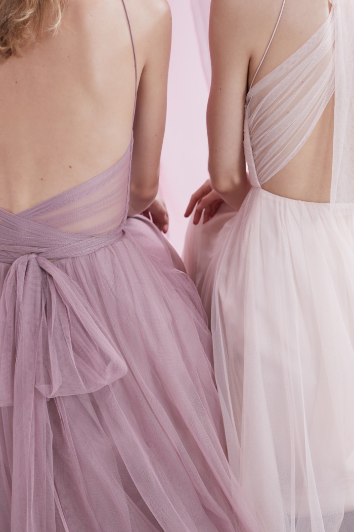 Tulle bridesmaid dresses in lavender and pink from BHLDN