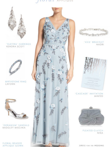 Blue Floral Beaded Gown