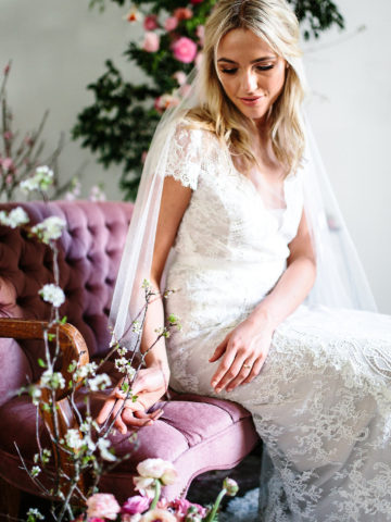 Wedding dress with lace short sleeves | Rosemary by Karen Willis Holmes