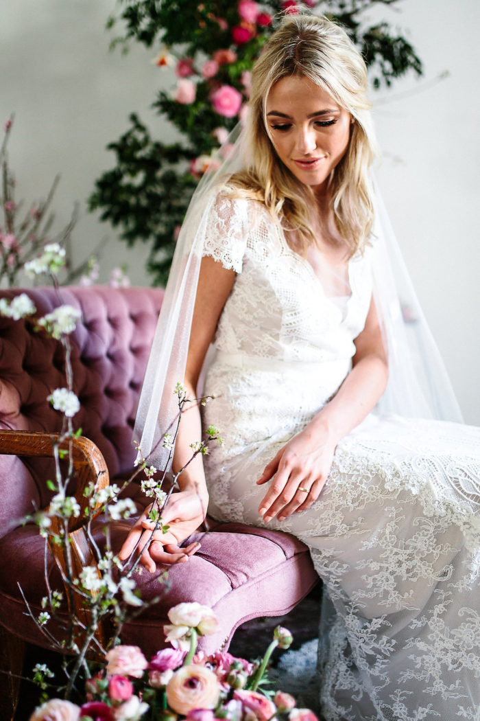 Wedding dress with lace short sleeves | Rosemary by Karen Willis Holmes