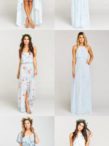 Mismatched Dresses in Light Blue Modern Bridesmaid Dresses