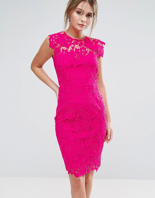 Pink Lace Cocktail Dress for Spring 2017 Wedding Guest