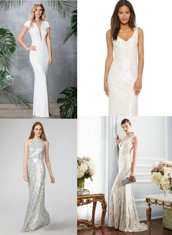 White Sequin Gowns for Weddings | White Beaded Dress like The Bachelorette