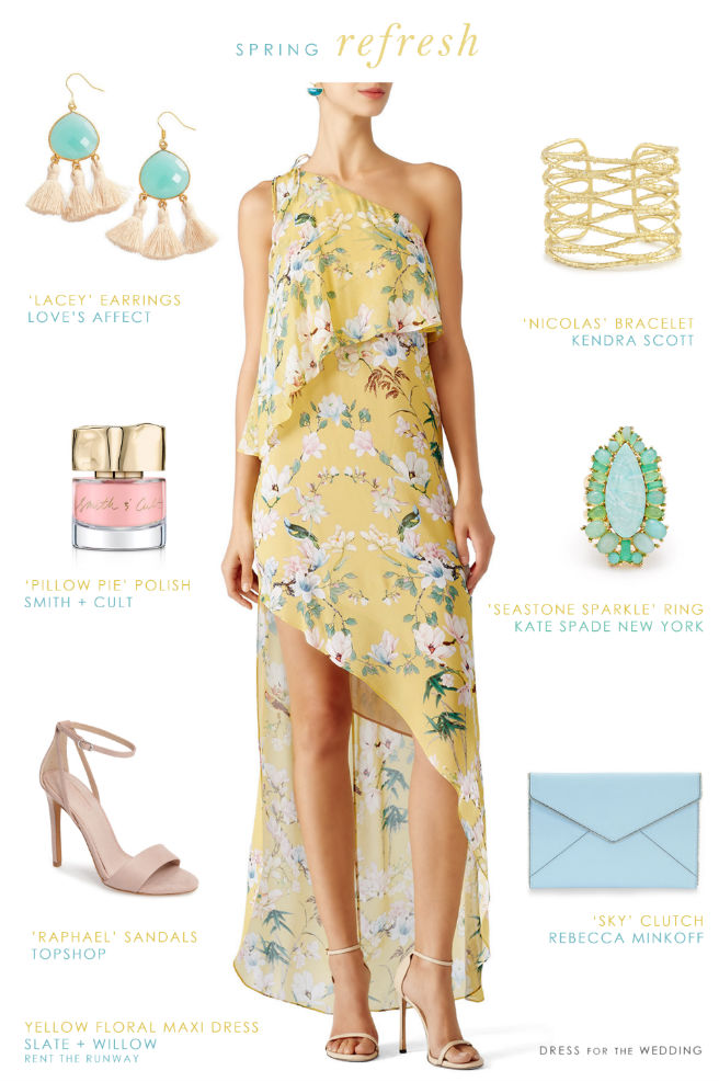 Pretty Yellow Printed Dress for Spring 2017 Weddings