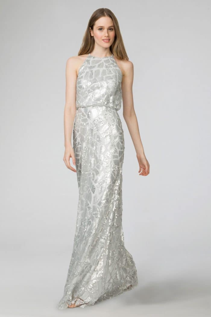 Sparkly Long Gown with Silver Beading