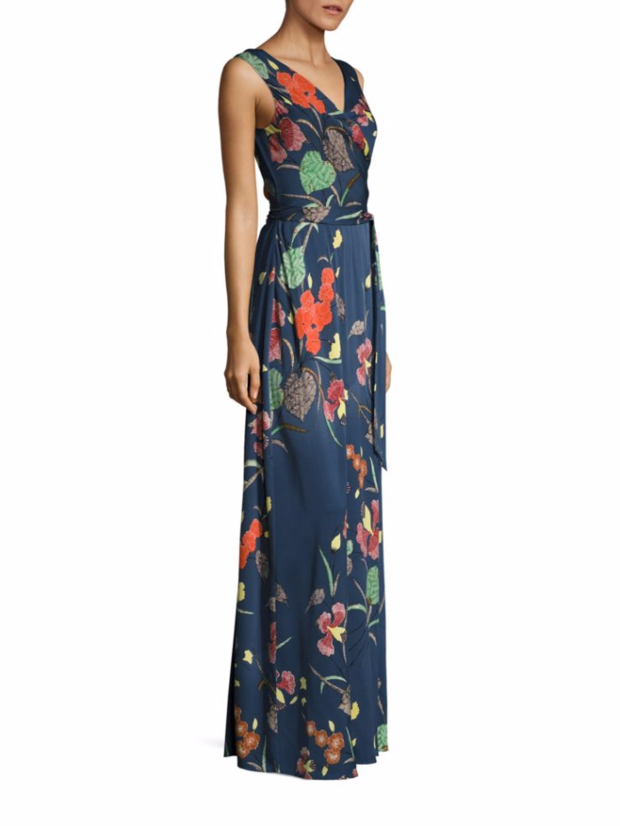 Navy blue floral formal gown 