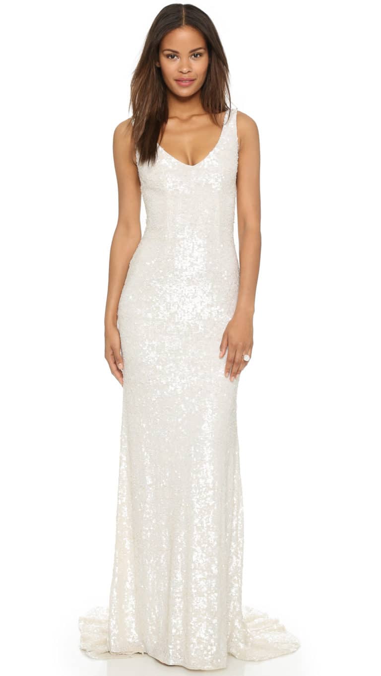 Long White Sequin Gowns for Weddings, Vow Renewals, or Engagement