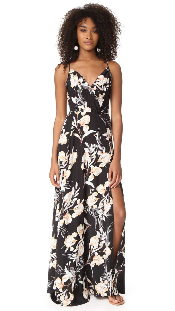 Dark floral maxi dress with spaghetti straps