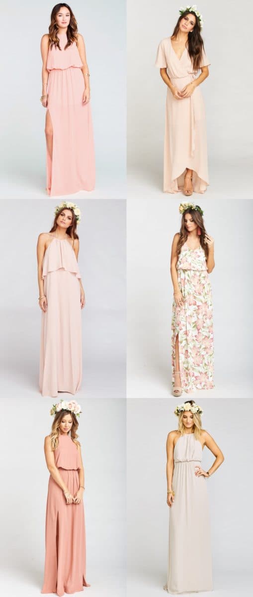 Peach and Cream Modern Mix and Match Bridesmaid Dresses