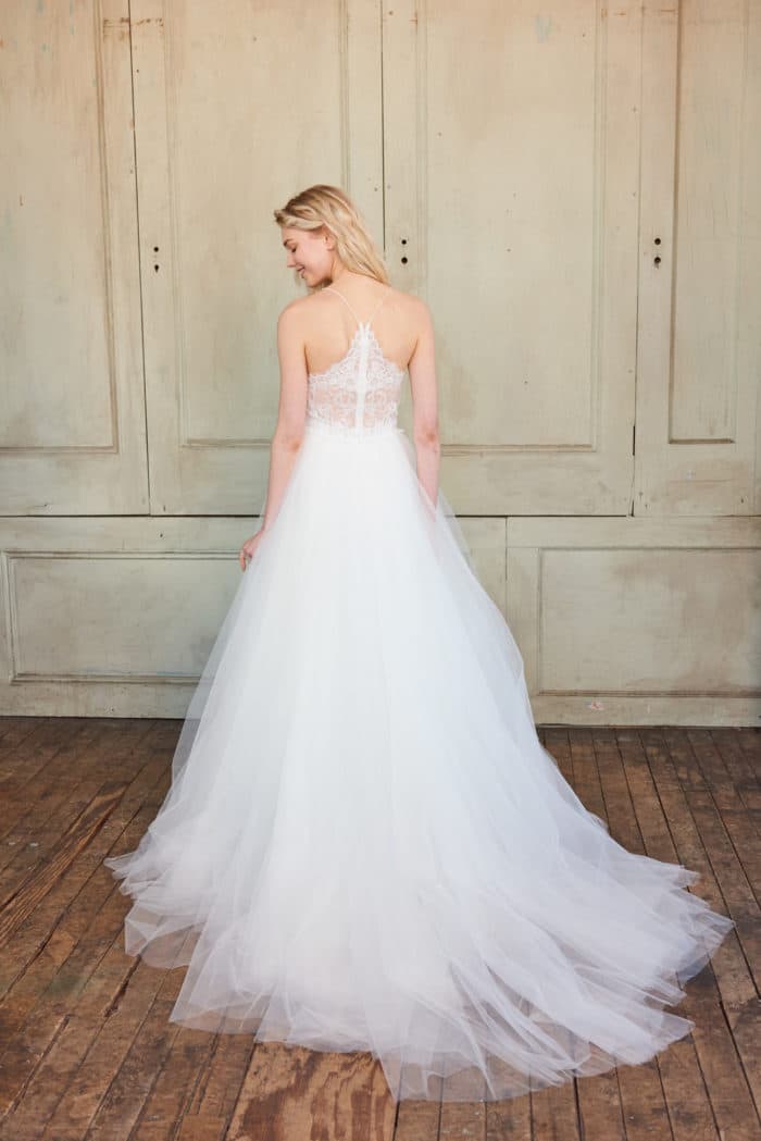 Adelynn by Christos 2018 | Designer Wedding Dress with Lace Back and Tulle Ballgown skirt