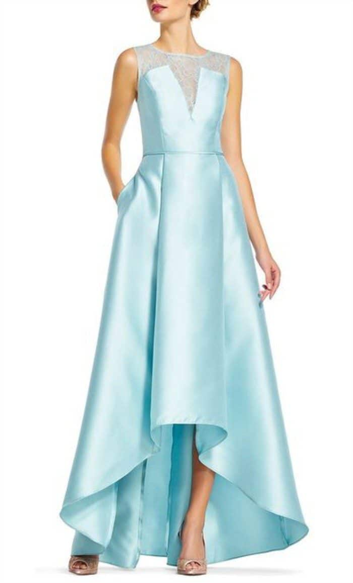 Pale Blue Silk Hi Low MOB Gown