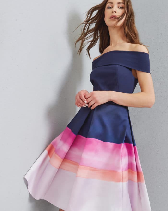 Ombre stripe pink and navy dress