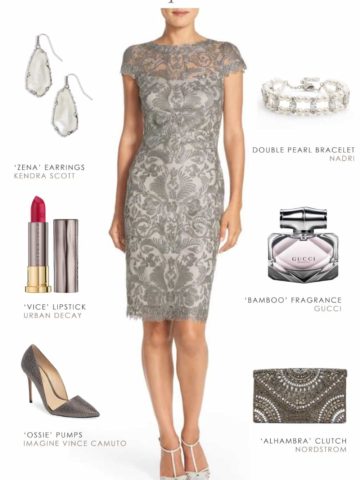 Short Grey Lace Dress for a Wedding Guest or Mother of the Bride