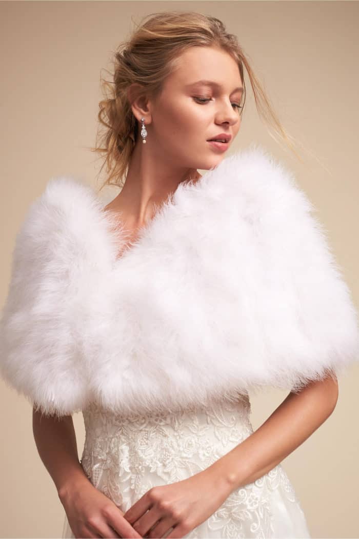 Fluffy faux fur bridal wrap for winter