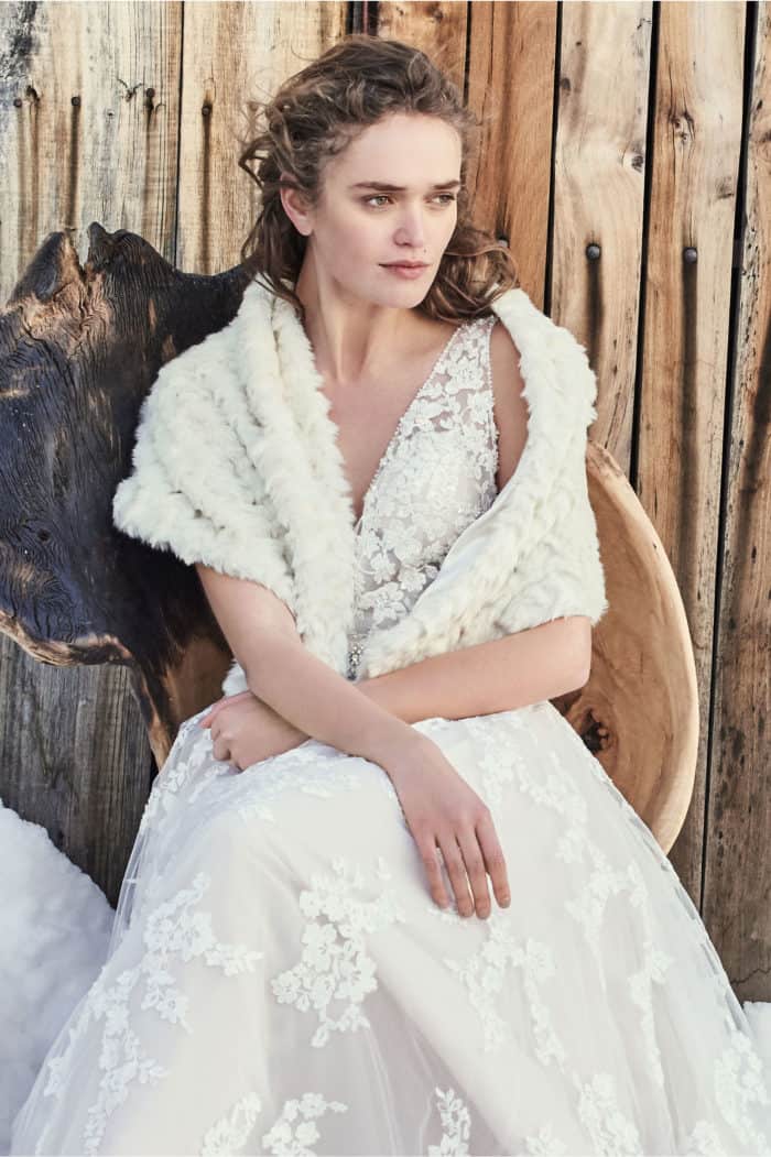 faux fur bridal wrap