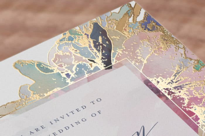 pretty gilded wedding invitations