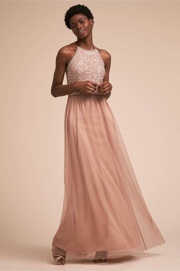 Sequin and Tulle bridesmaid dress in rose gold