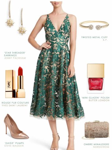 Green lace party dress