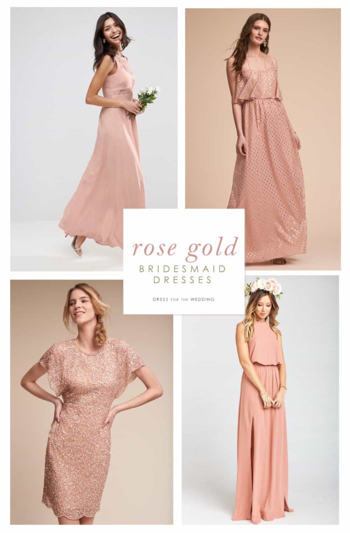 rose gold wedding bridesmaid dress