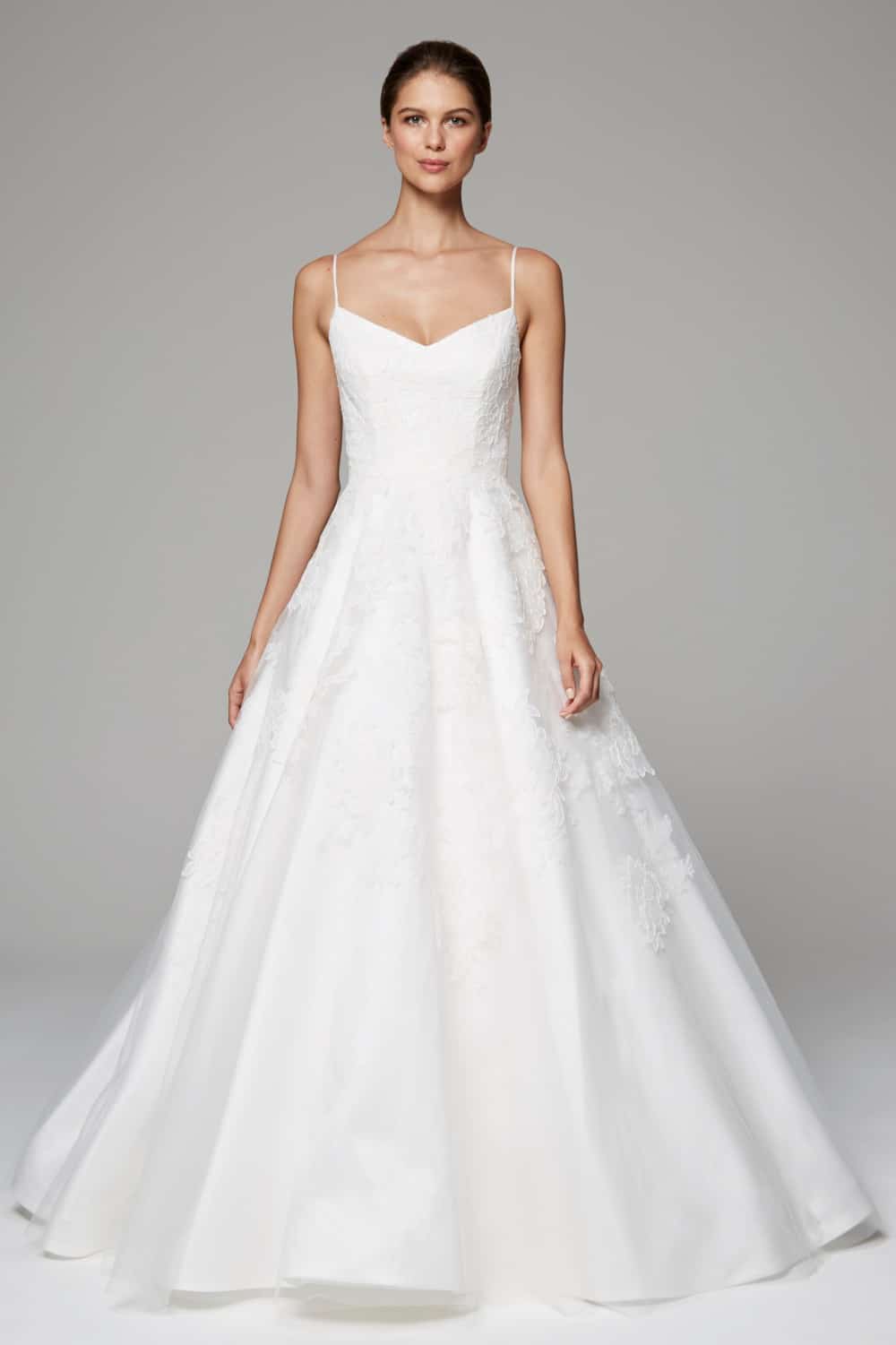 arabella spaghetti strap wedding dress by anne barge