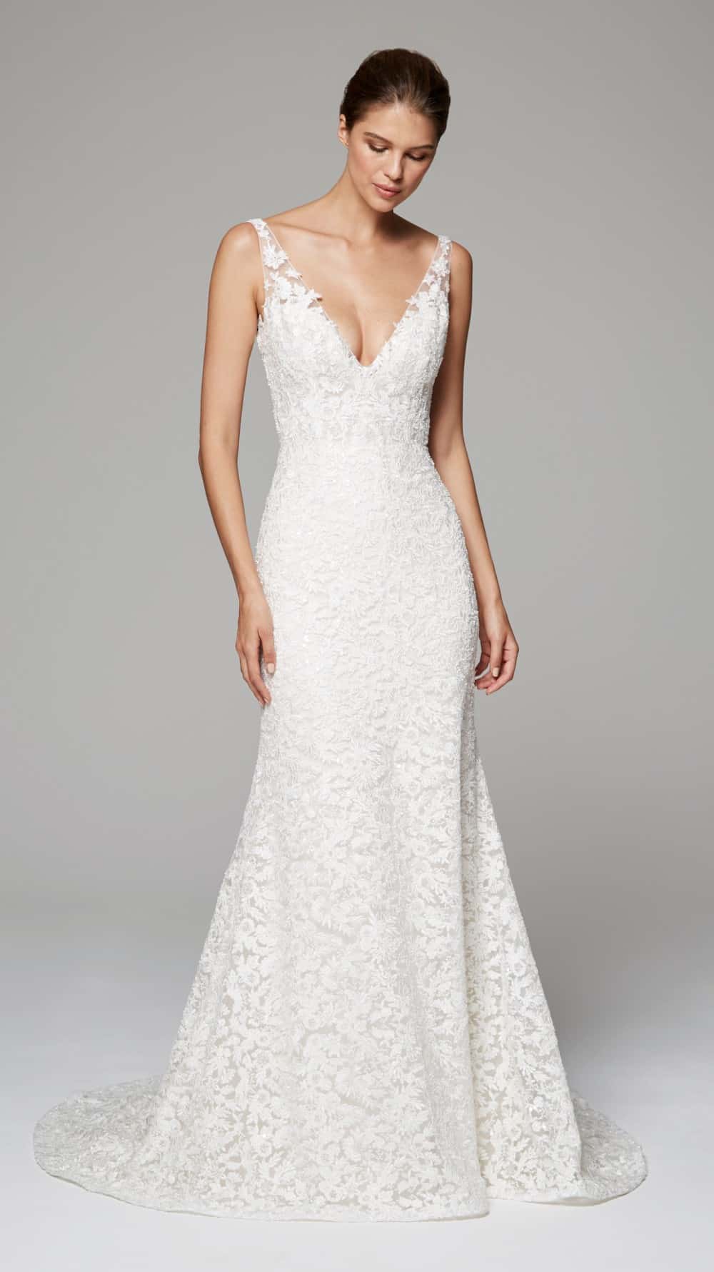 aubrey by anne barge lace v neck wedding dress 2018