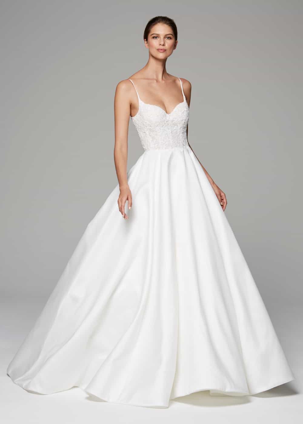 spaghetti strap ballgown wedding dress demi by anne barge