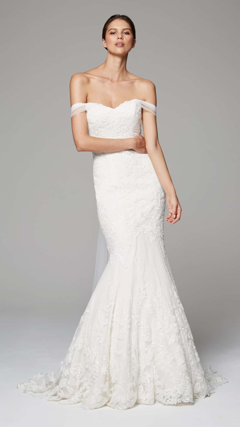 raven by anne barge off-the-shoulder lace wedding dress