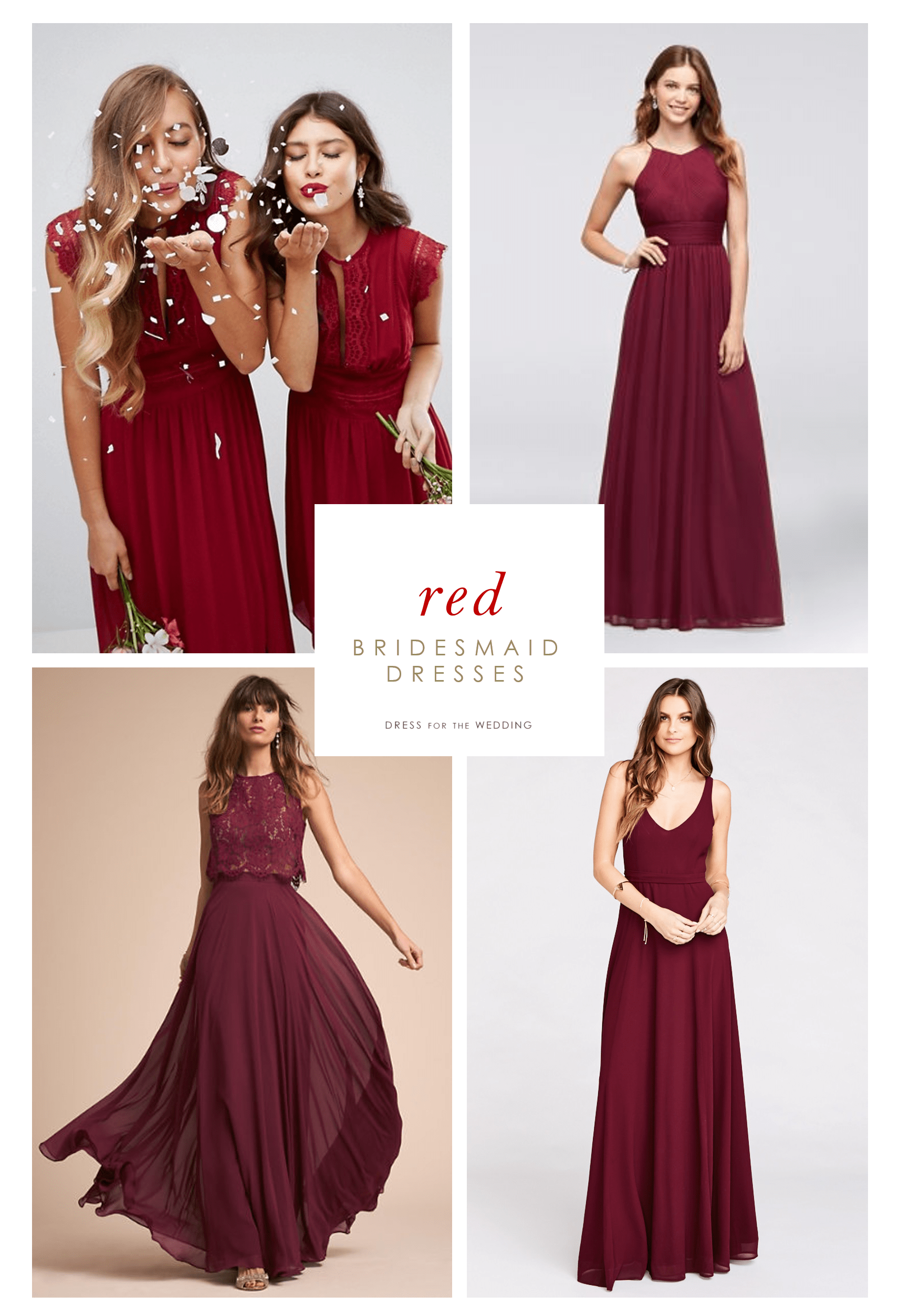 burgundy and red bridesmaid dresses