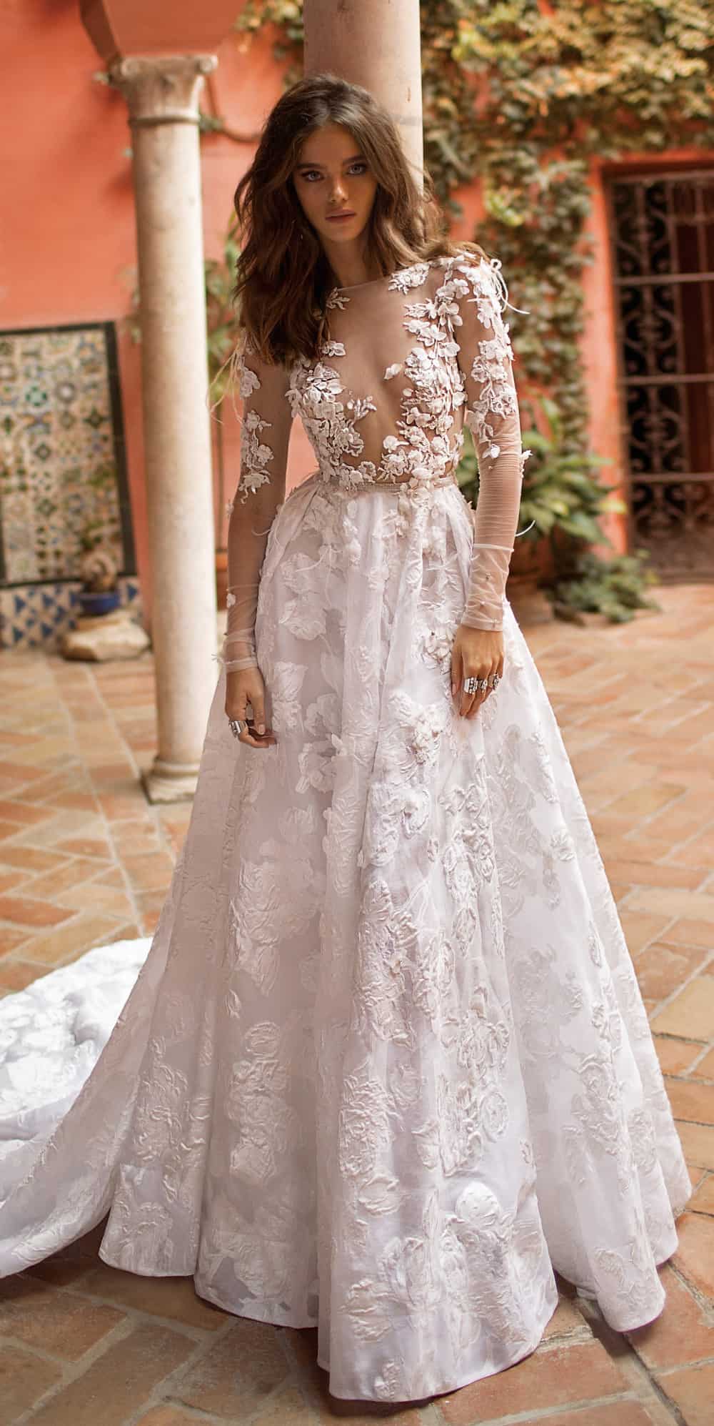 floral embellished berta bridal wedding dress