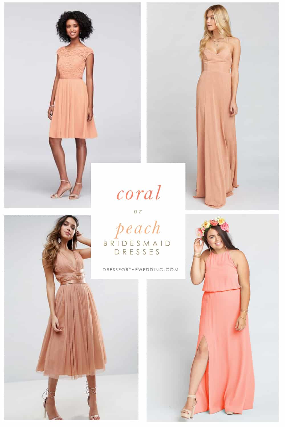 coral and gold bridesmaid dresses