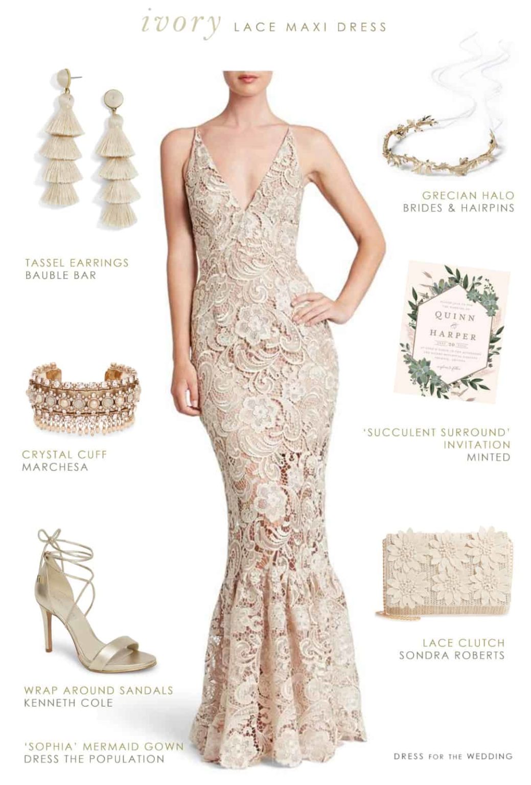 Ivory Lace Maxi Dress with Wide Straps for Women - Emma