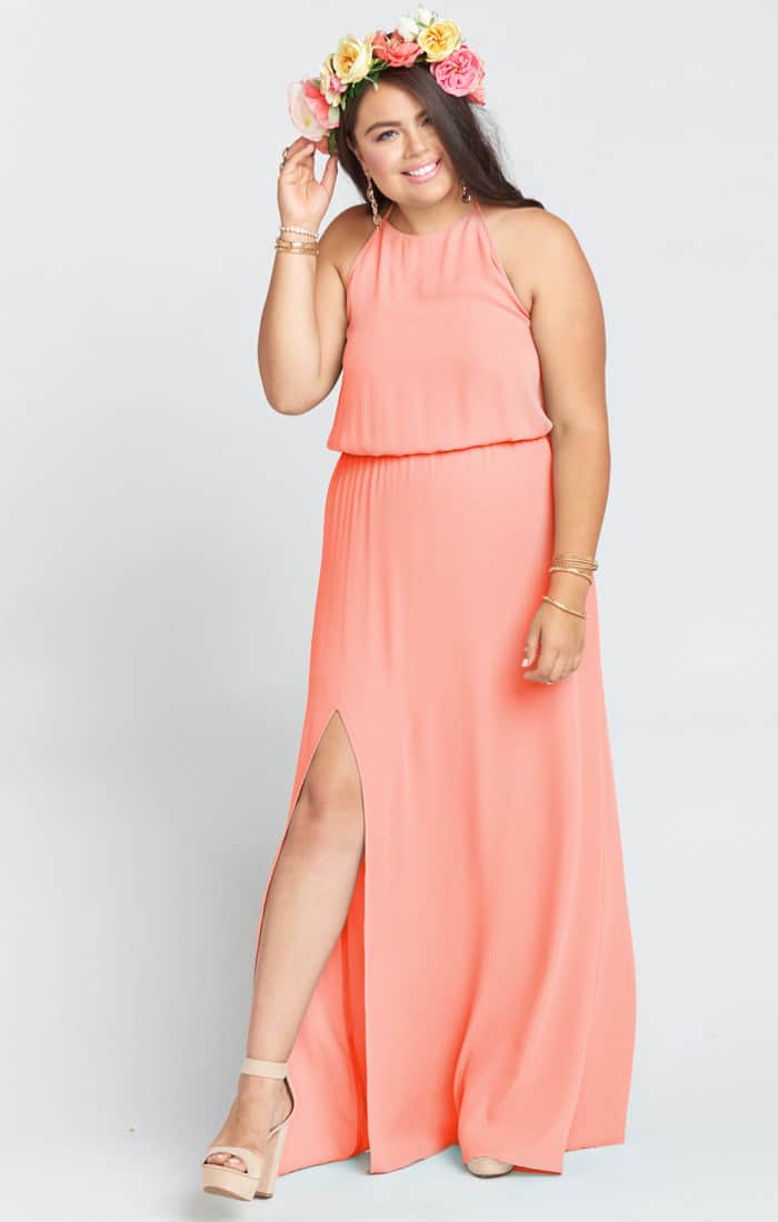coral peach dress
