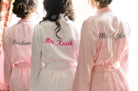 Robes with names on back for bridesmaids