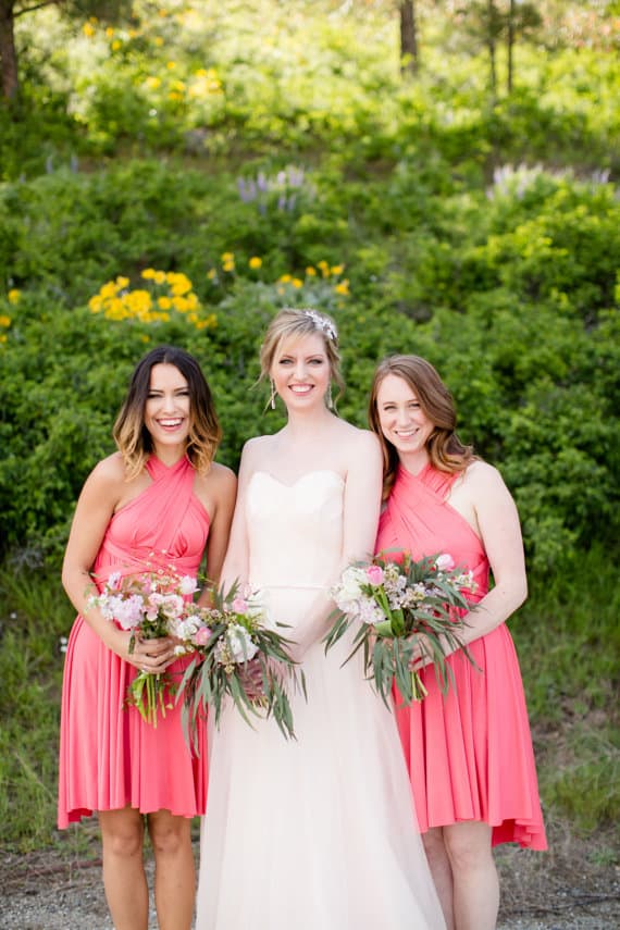short coral bridesmaid dresses