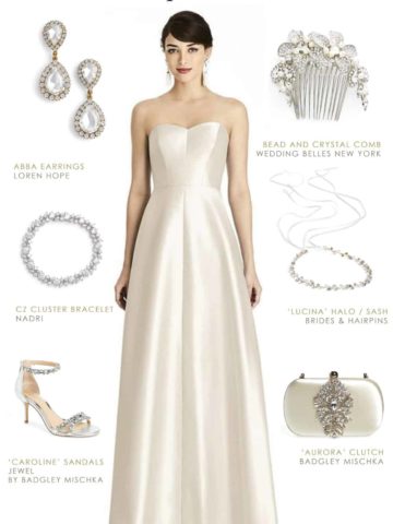 accessories and jewelry for a strapless wedding dress