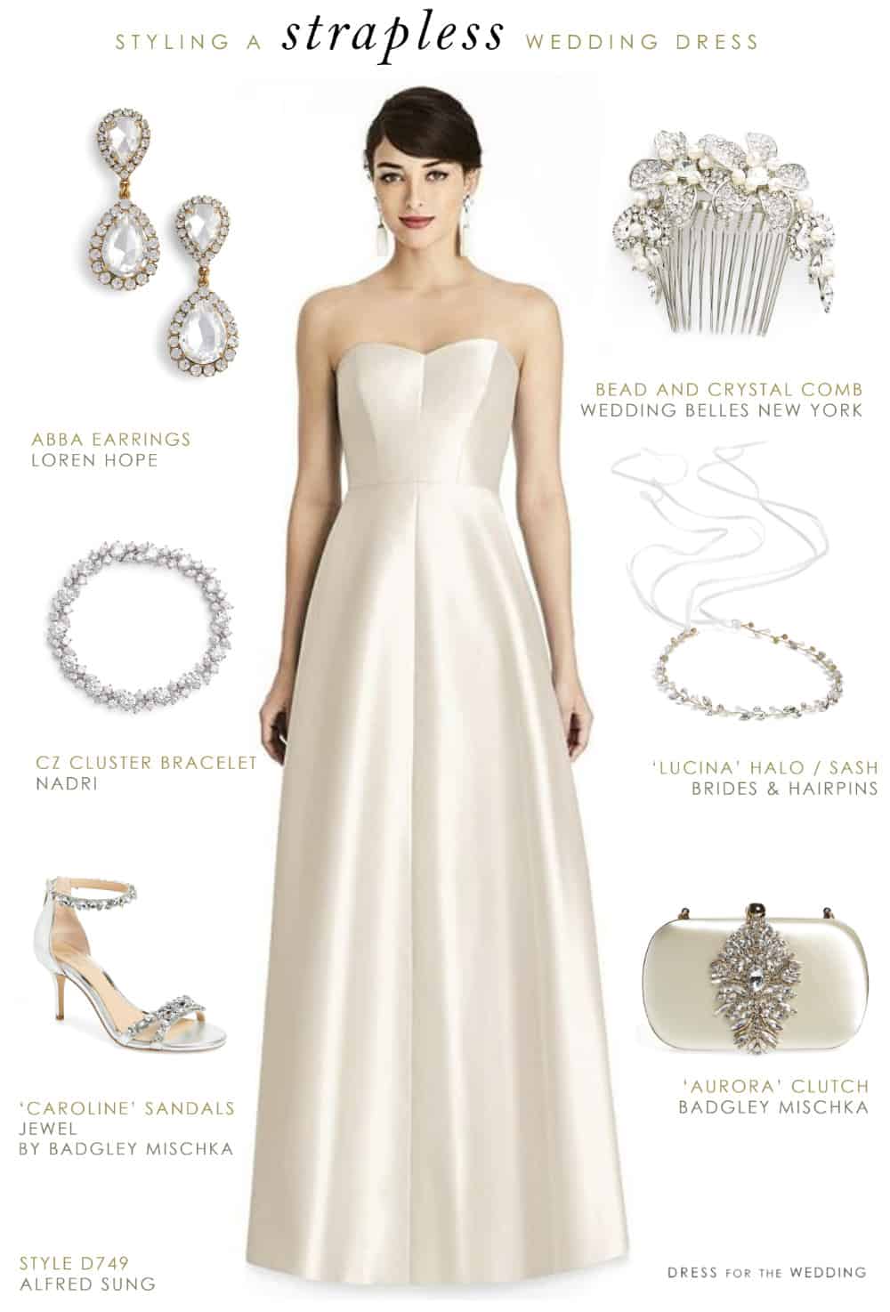 wedding jewelry strapless dress