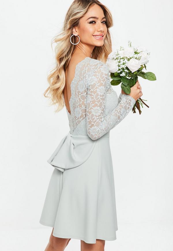 long sleeve gray dress for bridesmaids