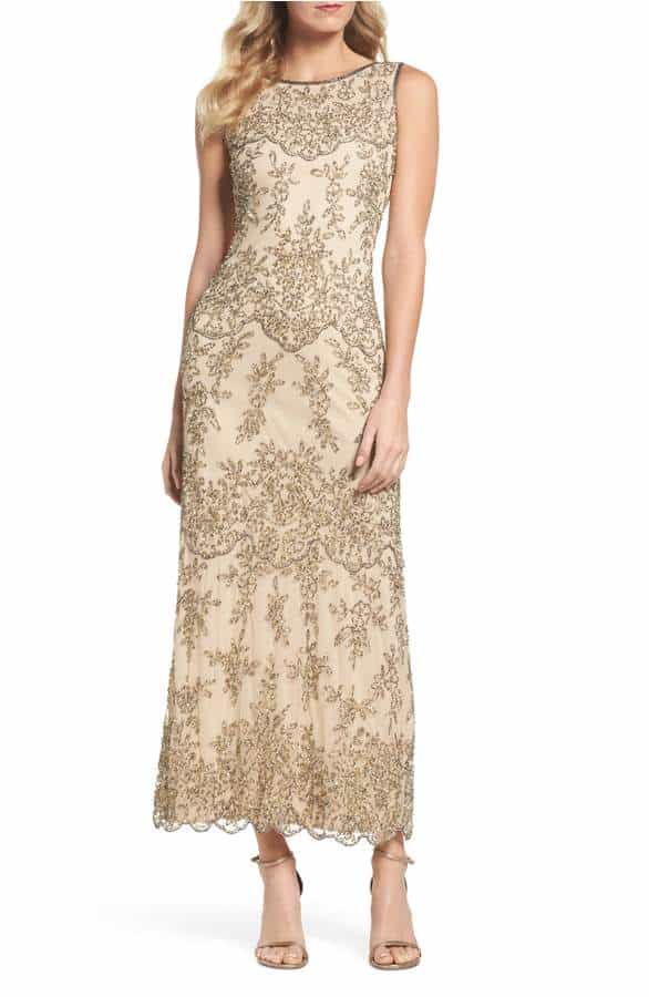 beaded gold dress for the mother of the bride