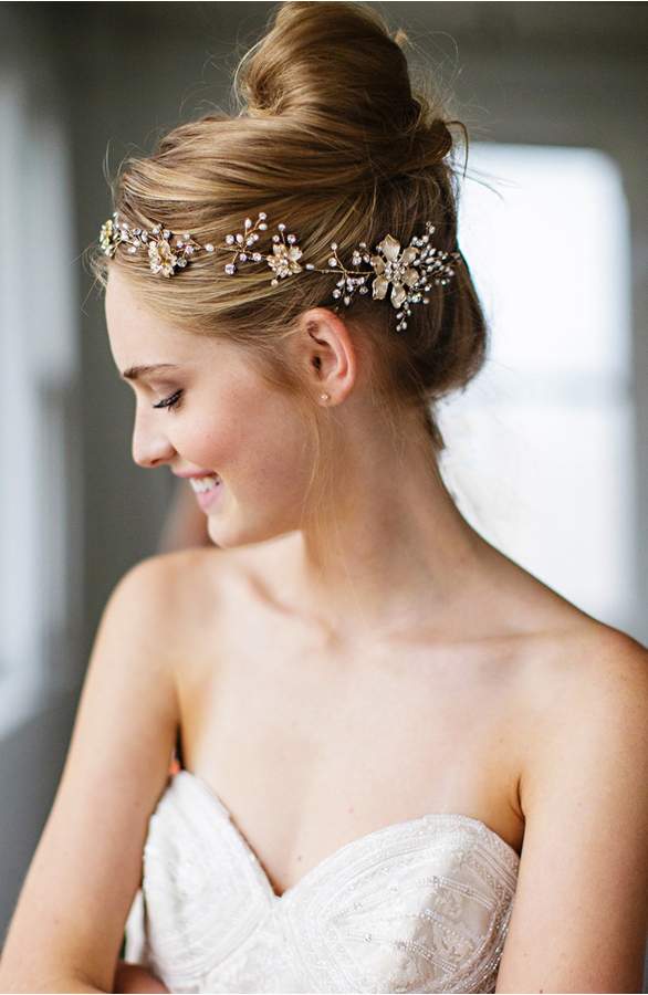 headband with strapless wedding dress