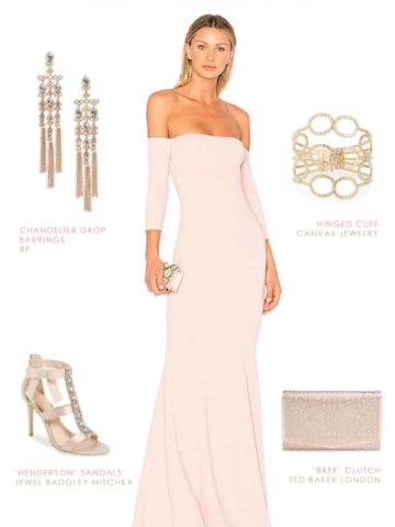 off the shoulder blush maxi dress