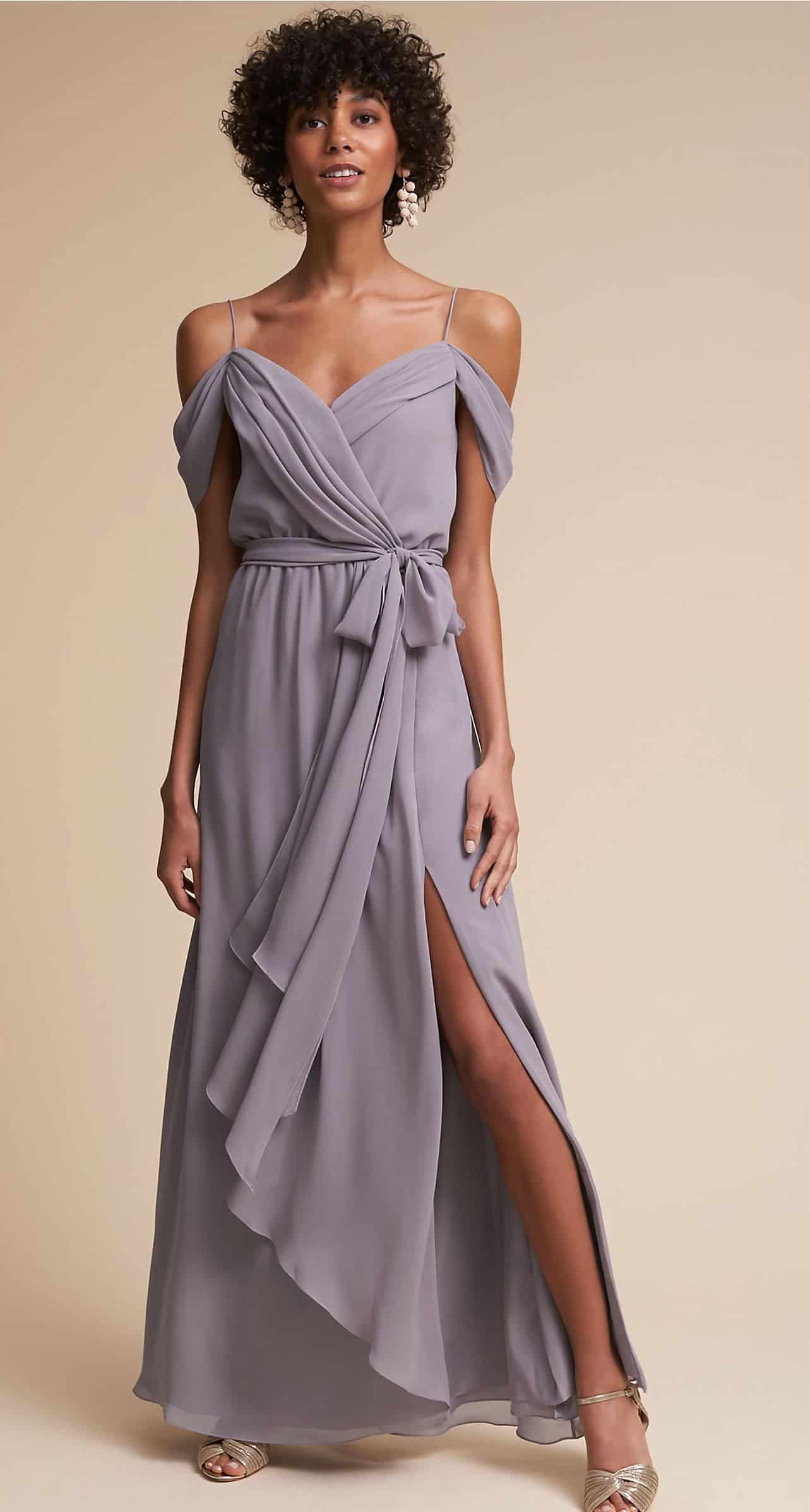 purple and grey bridesmaid dresses