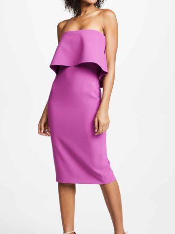 purple strapless dress for wedding guests
